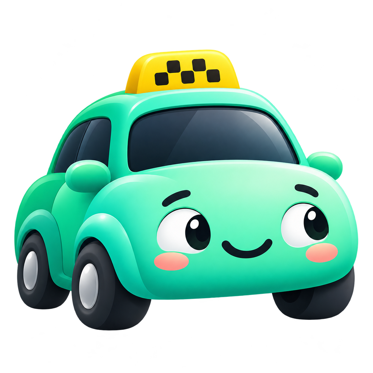 Улыбающийся зелёный автомобиль TaxiTap